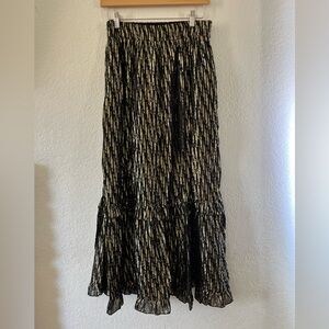 Zara Black and Gold Maxi Skirt